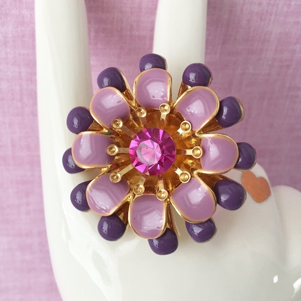 Betsey Johnson ‘Flower Girl’ Large Purple/Pink Flower Ring HTF!